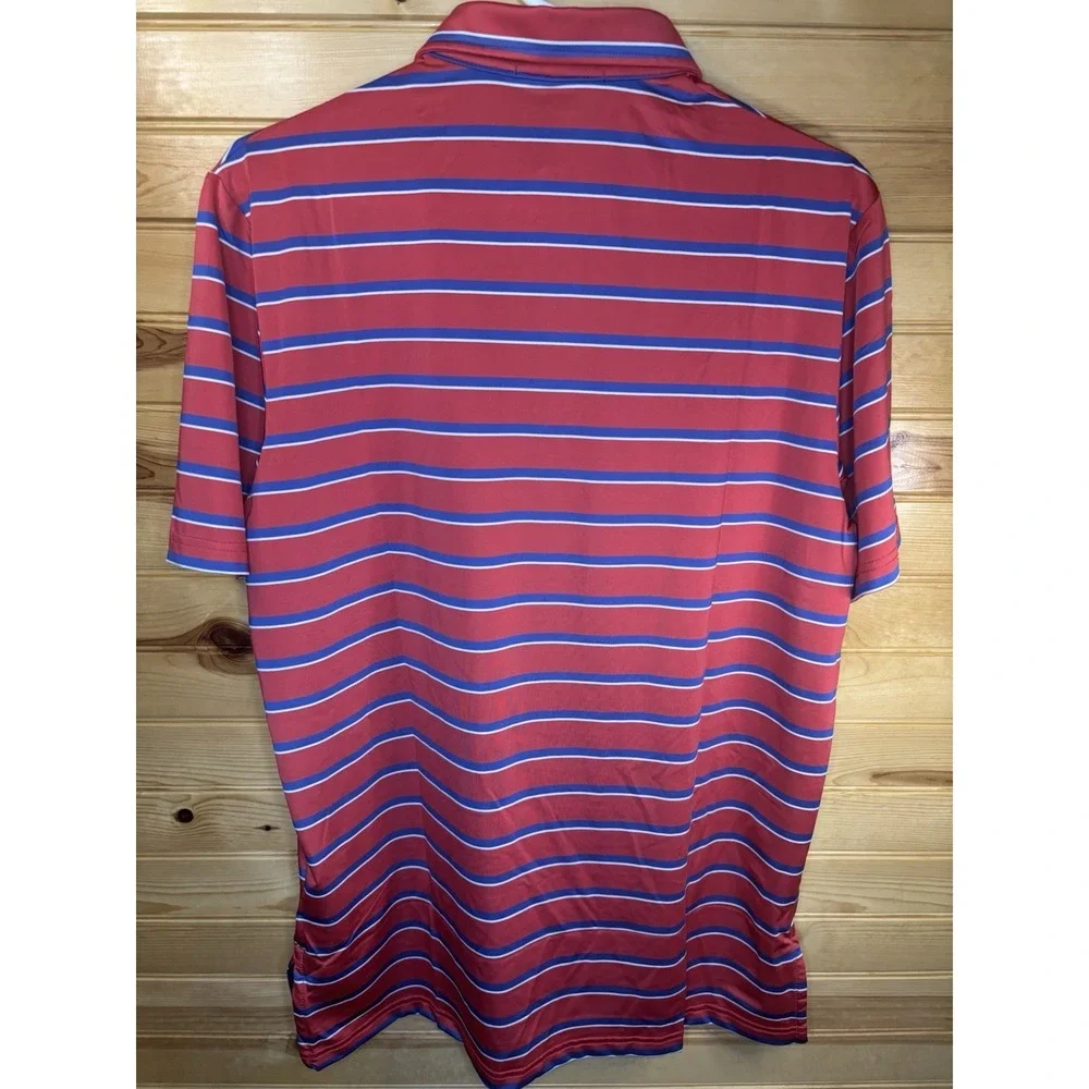 Ralph Lauren‎ RLX Polo Shirt Men's Medium Red & Blue Stripe Wicking $98.50 NWT
